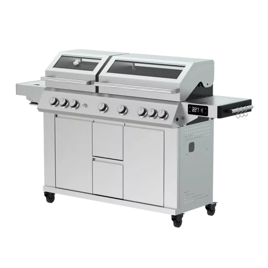 Barbecue Premium a Gas naterial Upsilon 6+2 Fuochi Full Inox