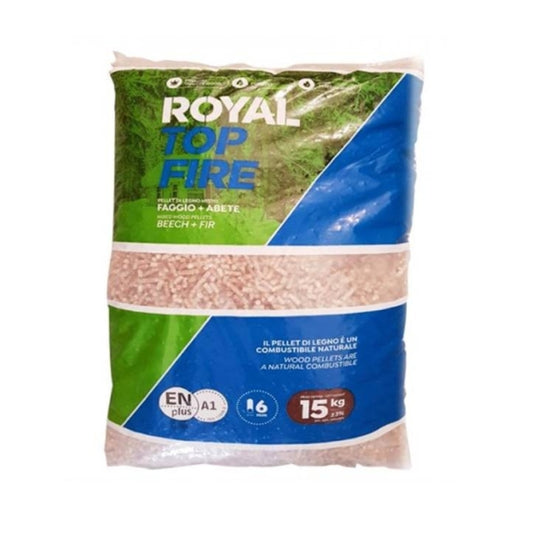 Bancale 75 sacchi da 15 kg Pellet di legno misto faggio e abete EN PLUS A1 Royal Top Fire