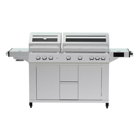 Barbecue Premium a Gas naterial Upsilon 6+2 Fuochi Full Inox